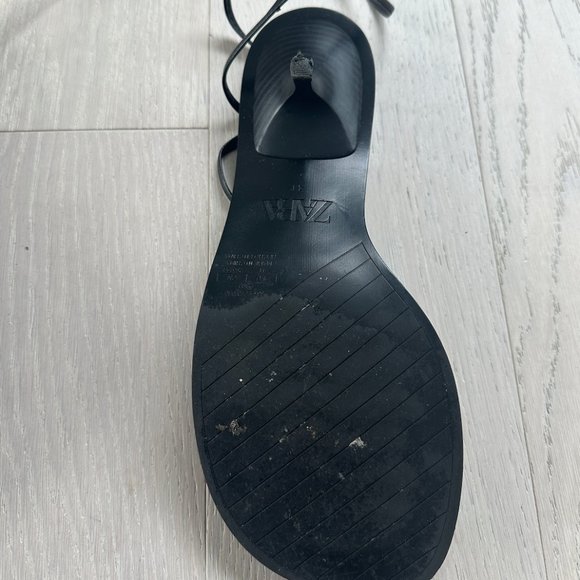Zara Lace up Kitten Heel Sandals Black Size 41 / 10 - Picture 6 of 9